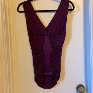 Deep eggplant purple Bebe V-neck sleeveless top